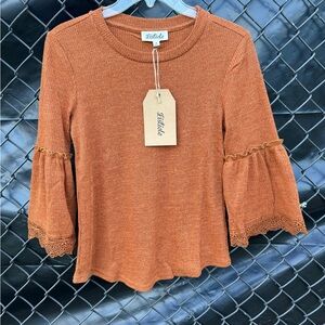 Women's Rust Top with Bell Sleeves